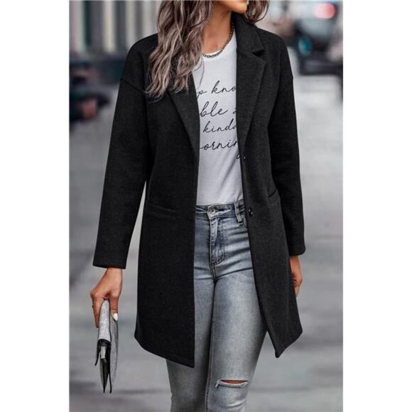 Women's 2024 Plaid Shacket Jacket Casual Button Wool Blend Winter - Picture 6 of 7